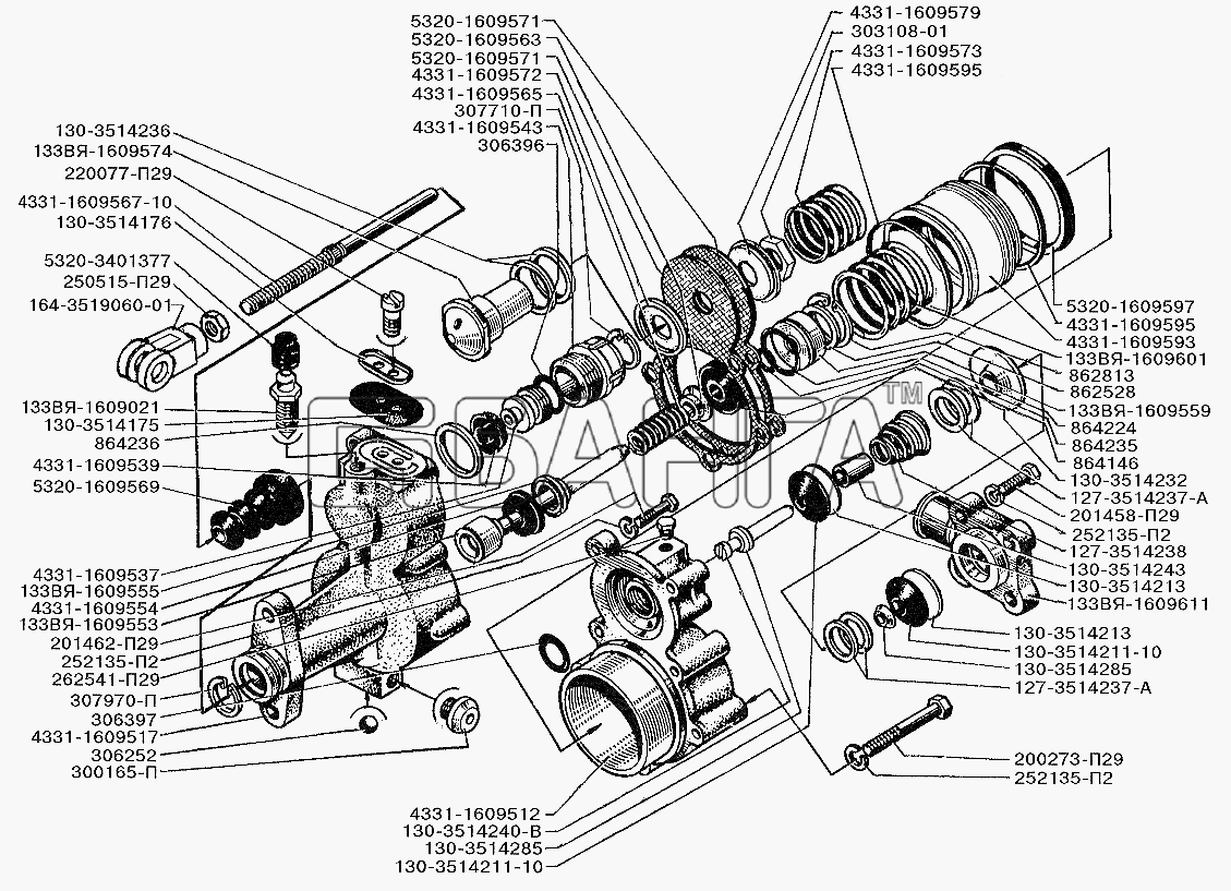 ЗИЛ ЗИЛ-5301 (2006) Схема Пневмогидравлический усилитель привода